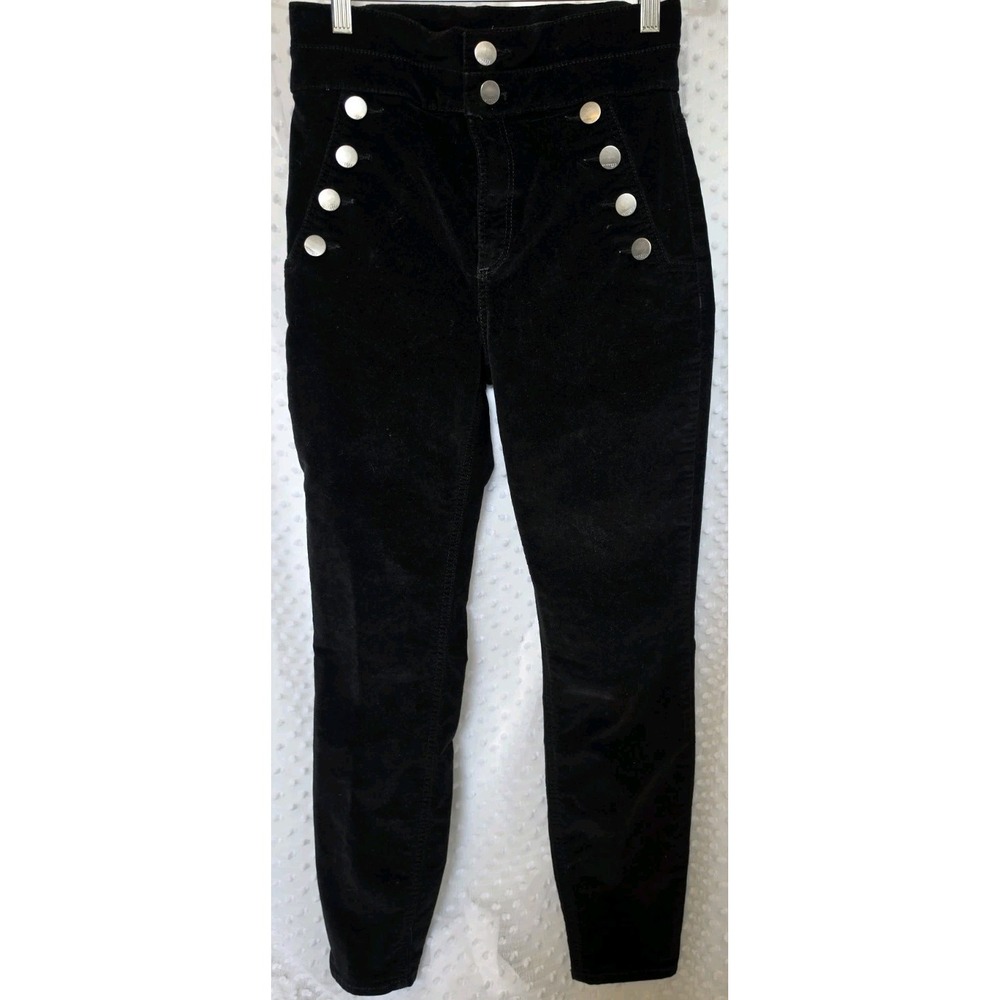 Express Black Velour Velvet Jeans size 2R Ankle Leggings Super High